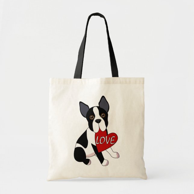 Bolso De Tela Amor de Boston Terrier (Frente)