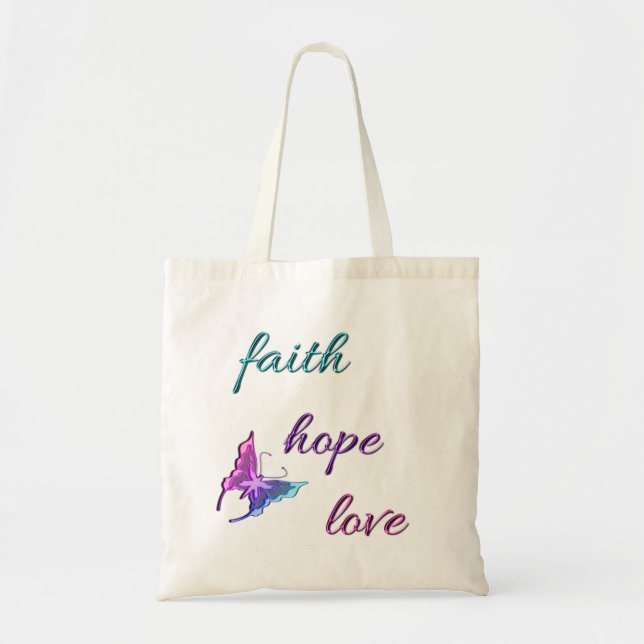Bolso De Tela Amor de la esperanza de la fe (Frente)