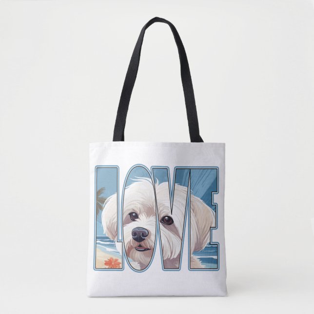 Bolso De Tela Amor de perro maltés (Anverso)