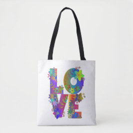 Bolso De Tela AMOR del arcoiris floral