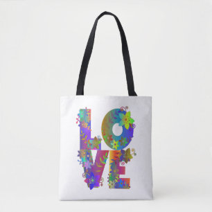 Bolso De Tela AMOR del arcoiris floral 