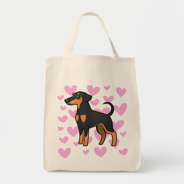 Bolso De Tela Amor del Pinscher del Doberman (oídos flojos) (Frente)