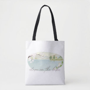 Bolso De Tela Amor en el Lago   Diseño de Boda Floral en el Lago