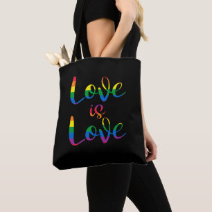 Bolso De Tela Amor Es Amor Script LGBT Negro
