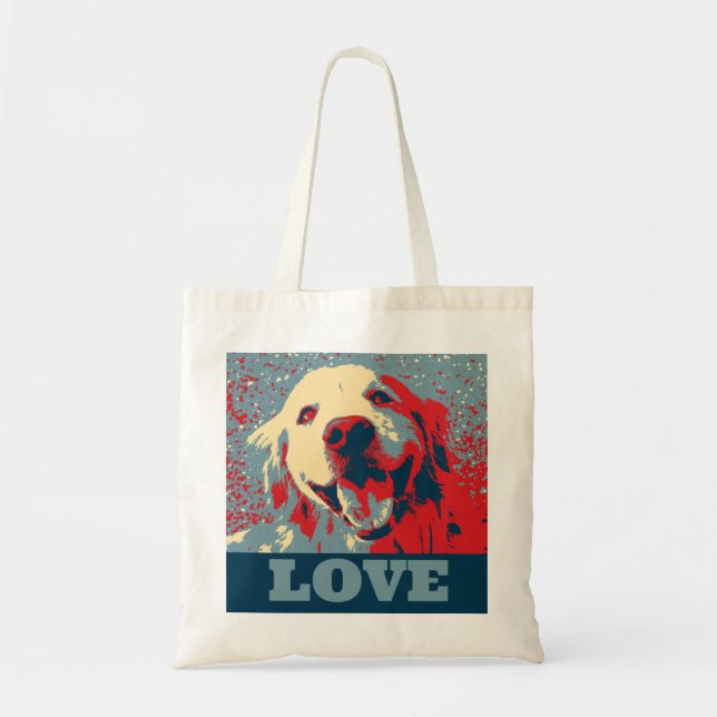 Bolso De Tela Amor estilizado del golden retriever (Frente)