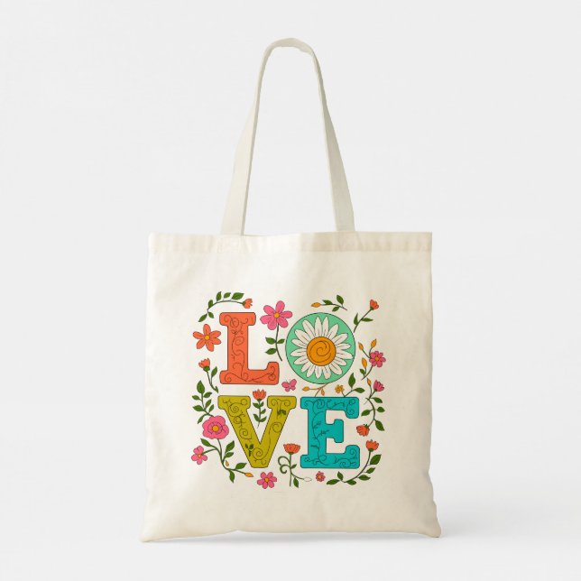 Bolso De Tela Amor floral (Reverso)