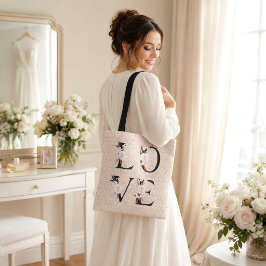 Bolso De Tela Amor Floral Elegante Moderno y con Estilo