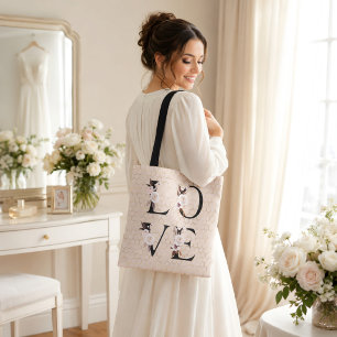 Bolso De Tela Amor Floral Elegante Moderno y con Estilo