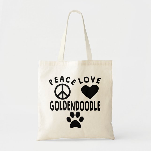 Bolso De Tela Amor Goldendoodle de la paz (Frente)