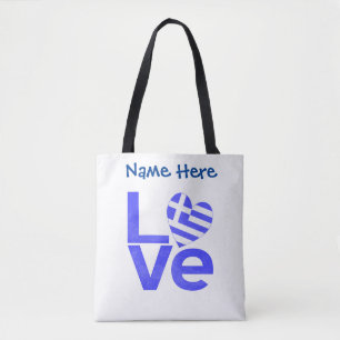 Bolso De Tela Amor Griego Azul Personalizado 