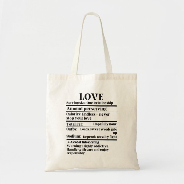 Bolso De Tela Amor - Hechos nutricionales.w (Frente)