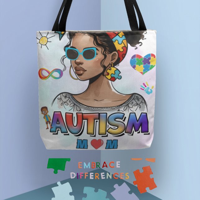 Bolso De Tela Amor incondicional - Empoderamiento del Tote de Il (Carry your essentials with pride in our "Autism Mom" Empowerment Illustration Tote Bag)