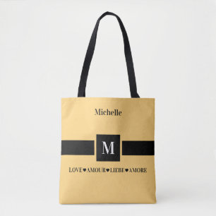 Bolso De Tela Amor moderno Amour Liebe Amore Nombre e inicial
