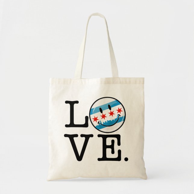 Bolso De Tela Amor para la bandera sonriente de Chicago (Frente)