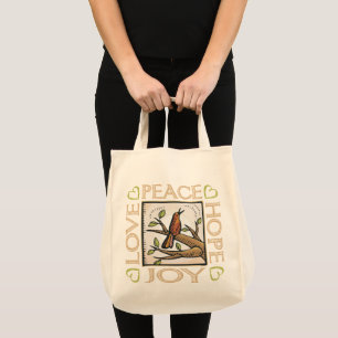Bolso De Tela Amor, paz, esperanza, alegría