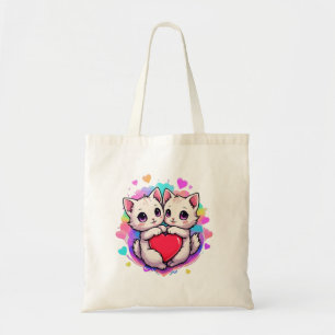 Bolso De Tela Amor perfecto: Gatos Kawaii con corazón