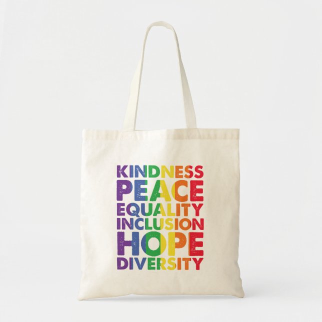Bolso De Tela Amor por la paz Igualdad Inclusión Esperanza LGBT (Frente)