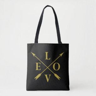 Bolso De Tela amor por monograma con letra de oro