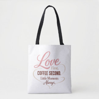 Bolso De Tela Amor Primero Café Segundo Vida de Mamá Tipografía 