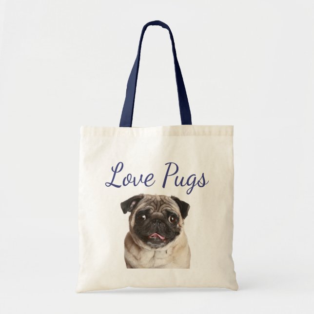 Bolso De Tela Amor Pugs Canvas de Perro Cachorro Totebag (Frente)