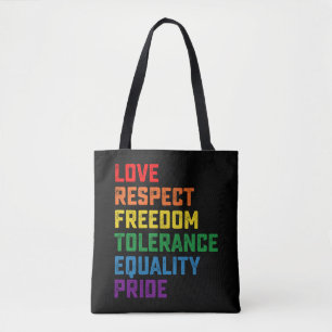 Bolso De Tela Amor Respeto Libertad Tolerancia Igualdad Orgullo