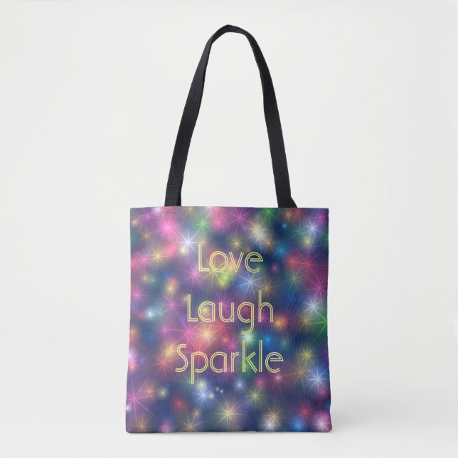 Bolso De Tela Amor, risa, luces esparkle de Bokeh (Anverso)