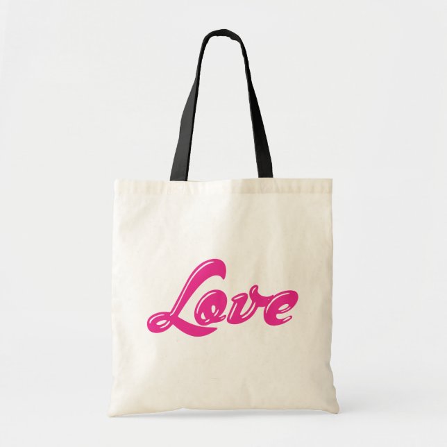 Bolso De Tela Amor rosa dulce Fuchsia Canvas Totebag (Frente)