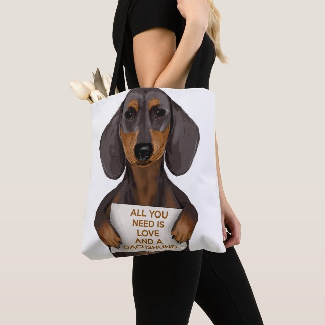 Bolso De Tela Amor y Dachshund (Detalle)