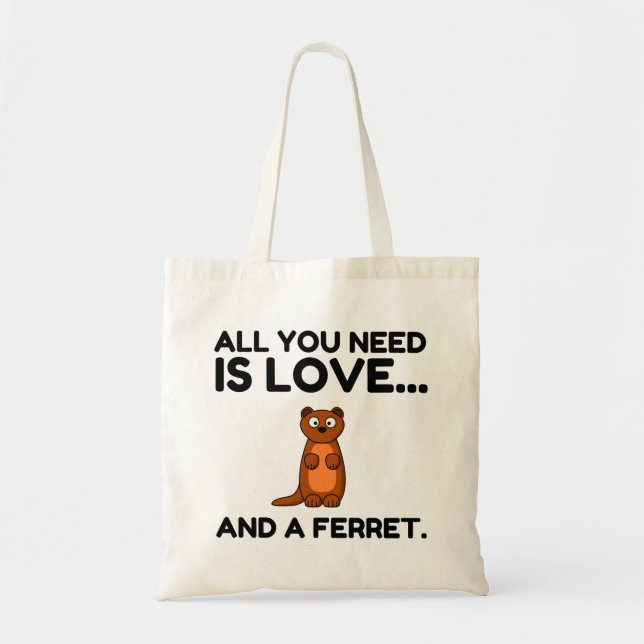 BOLSO DE TELA AMOR Y FERRET (Frente)