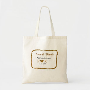 Bolso De Tela Amor y gracias añaden nombre de la pareja boda dor