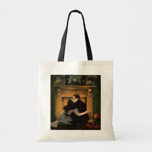 Bolso De Tela Amor y romance vintage, beso en la chimenea románt