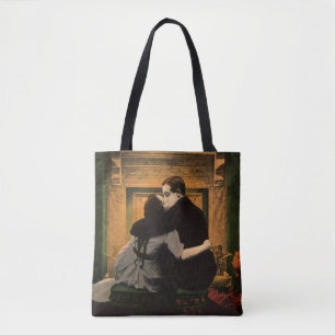 Bolso De Tela Amor y romance vintage, beso en la chimenea románt