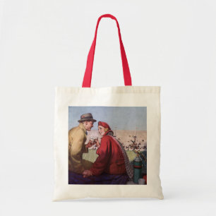 Bolso De Tela Amor y romance vintage, pareja en partido de fútbo