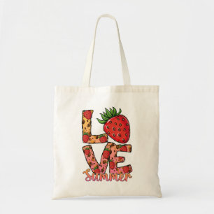 Bolso De Tela Amor y verano Rosa y marrón Fresca fresa