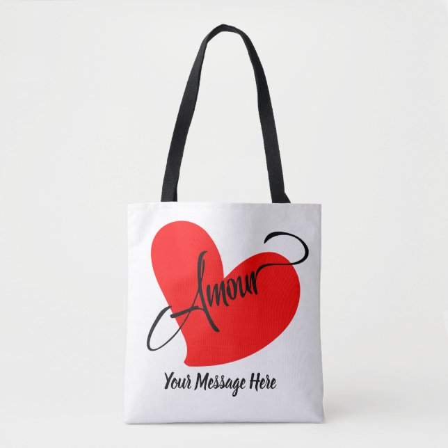 Bolso De Tela Amour (amor en francés) (mensaje personalizado) (Anverso)