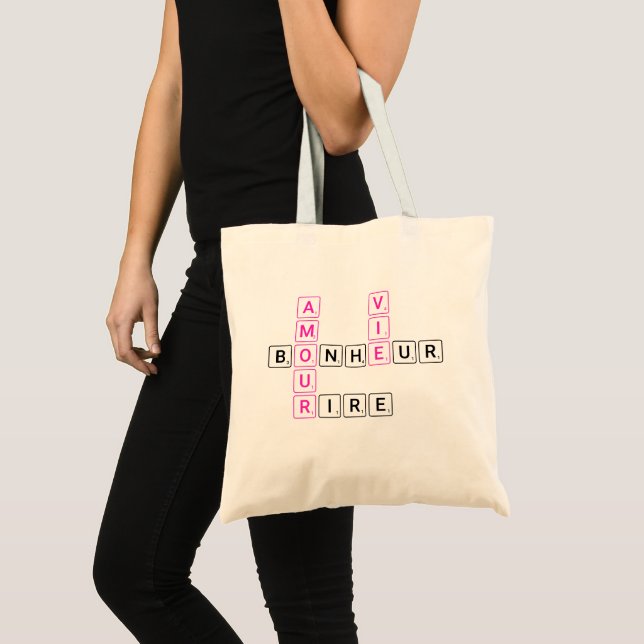 Bolso De Tela Amour Vie Bonheur Rire - Sac Fourre Tout (Anverso (producto))