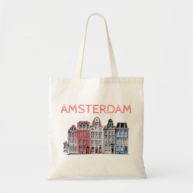Bolso De Tela Ámsterdam Casas de Inclinación Holandesa (Frente)