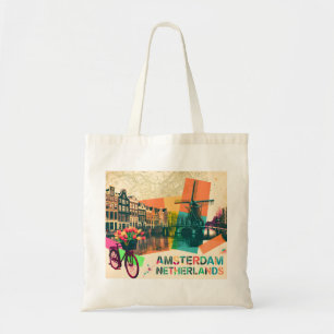 Bolso De Tela Amsterdam Países Bajos Canal Arte Pop Viaje Vintag