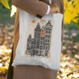 Bolso De Tela Ámsterdam Vintage Dutch Street Houses Travel Art