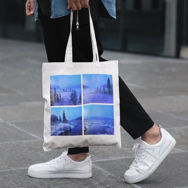 Bolso De Tela Añadir cuatro fotos cuadradas (Create Your Own Photo Tote Bag)