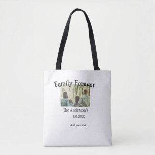 Bolso De Tela Añadir el nombre de la familia foto año vacaciones