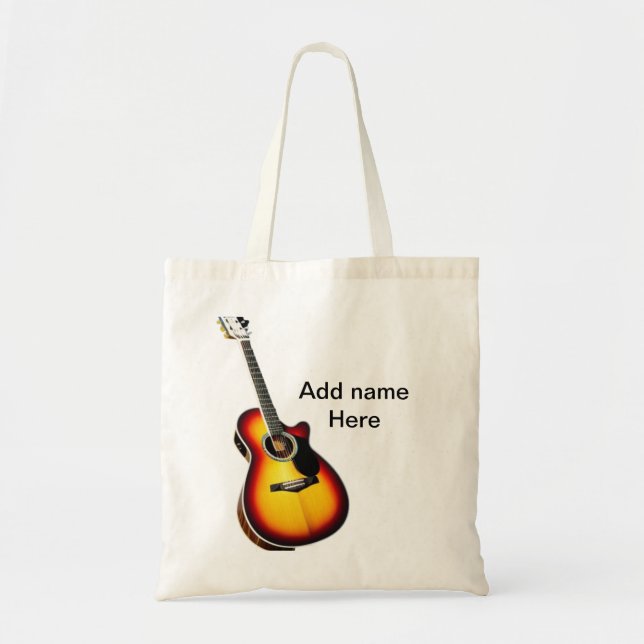 Bolso De Tela Añadir el nombre texto guitarra acústica marrón ed (Frente)