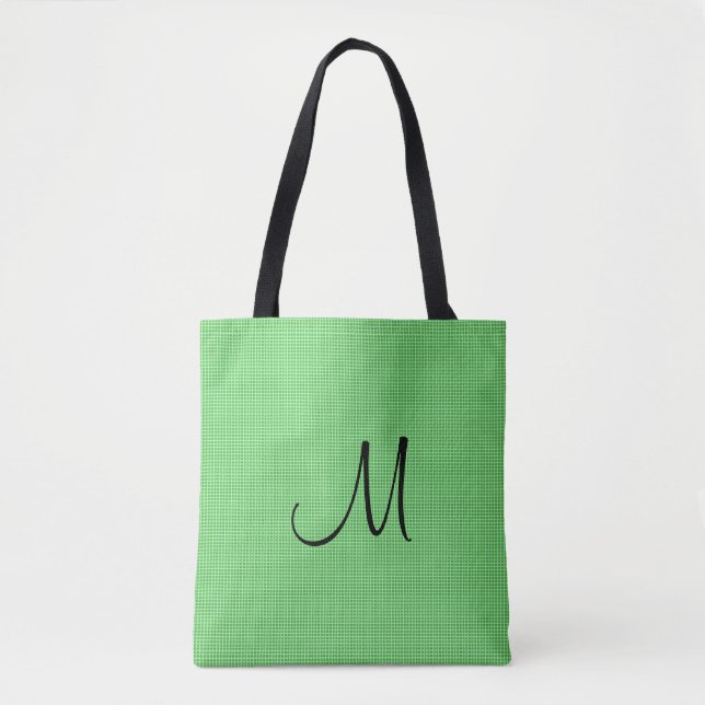 Bolso De Tela Añadir nombre de monograma Texto Personalizado ver (Anverso)