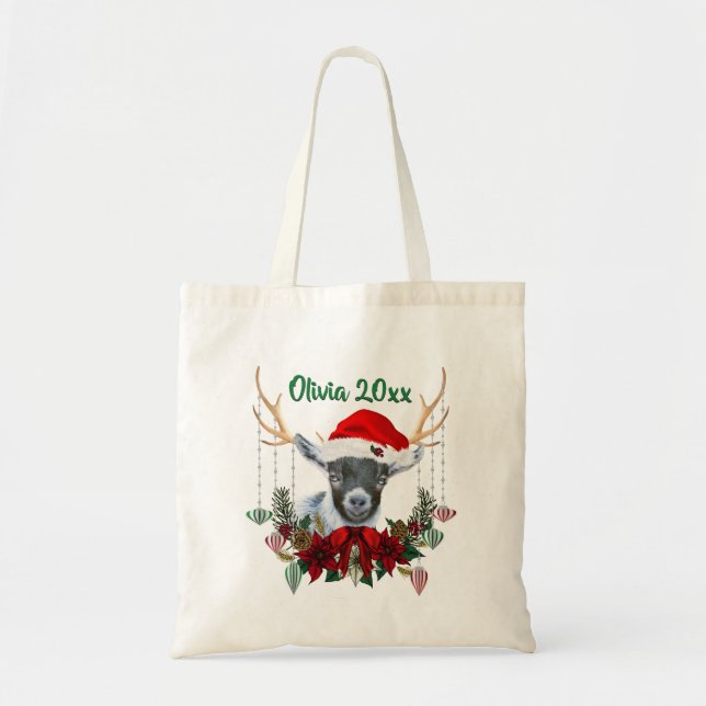 Bolso De Tela AÑADIR NOMBRE - Navidades de la piel de cabra pigm (Frente)