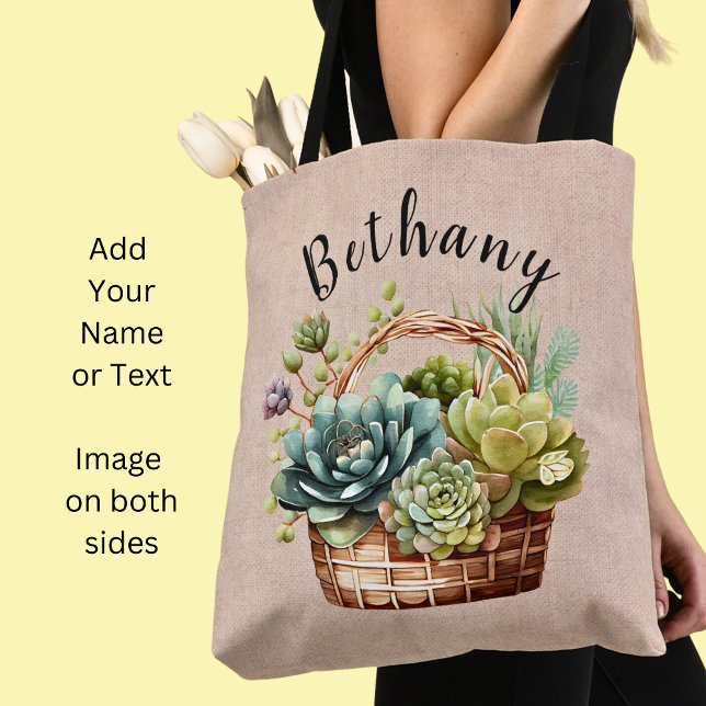 Bolso De Tela Añadir nombre o texto, cesta de plantas suculentas (Subido por el creador)
