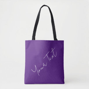 Bolso De Tela Añadir nombre propio manuscrito elegante púrpura r