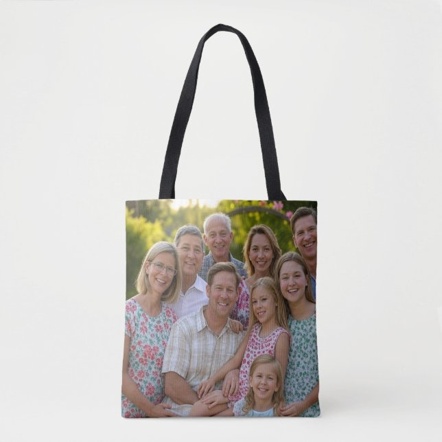 Bolso De Tela Añadir Personalizar de fotografía de Reunión Famil (Anverso)