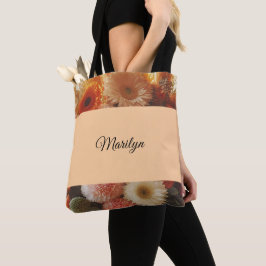 Bolso De Tela Añadir su nombre y floral de sentimiento