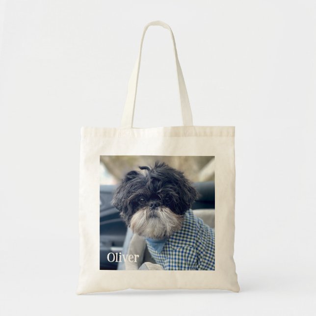 Bolso De Tela Añadir su propia foto Personalizado Animal Dog Sim (Frente)