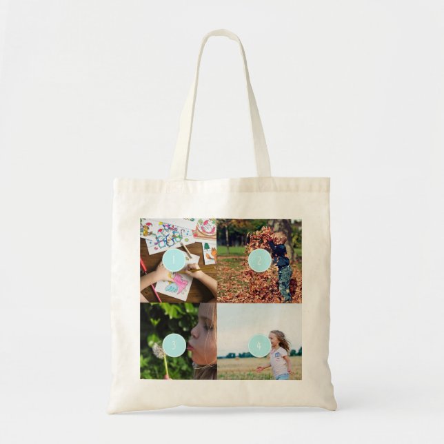 Bolso De Tela Añadir sus propias fotos 4 imágenes personalizable (Frente)